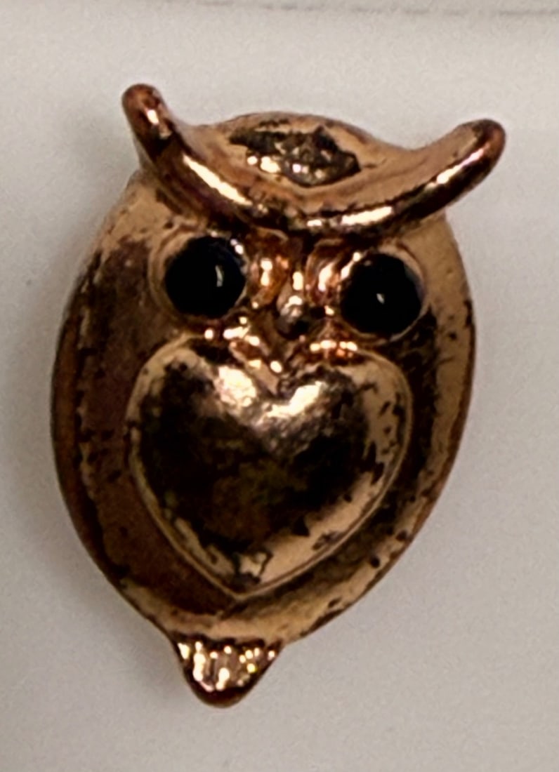 Rose Gold Tone Owl Stud Earrings - 2