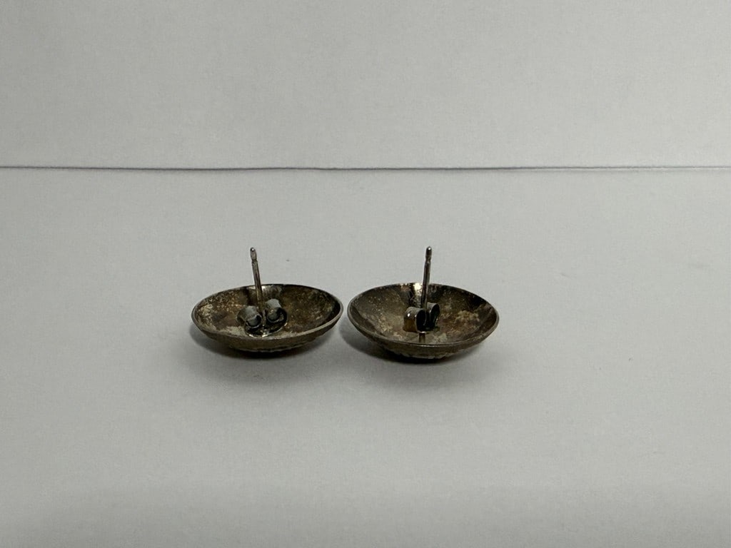 Sterling Silver Faceted Dome Clip-On Earrings - 2