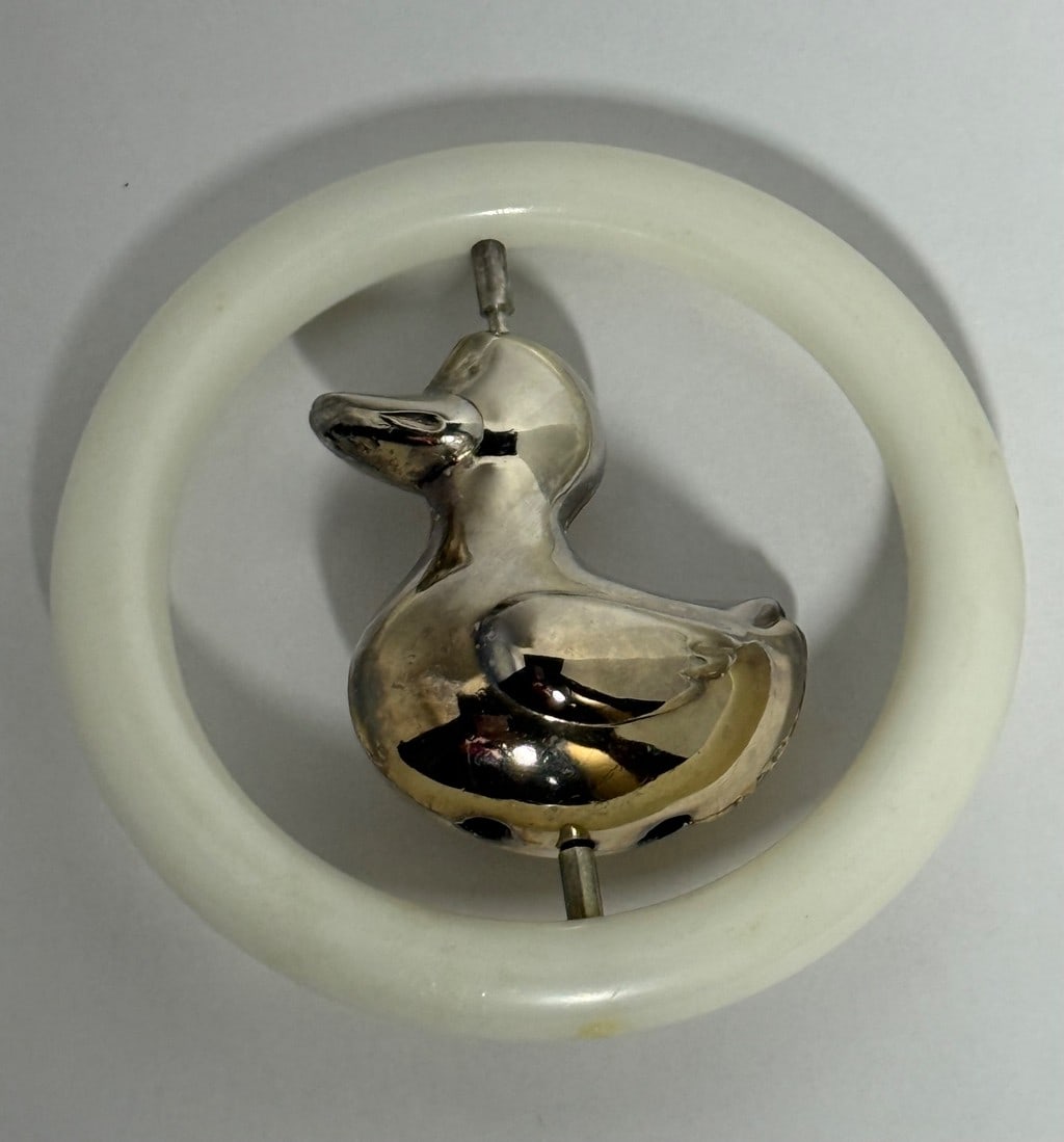 Silverplated Duck Baby Rattle - 2
