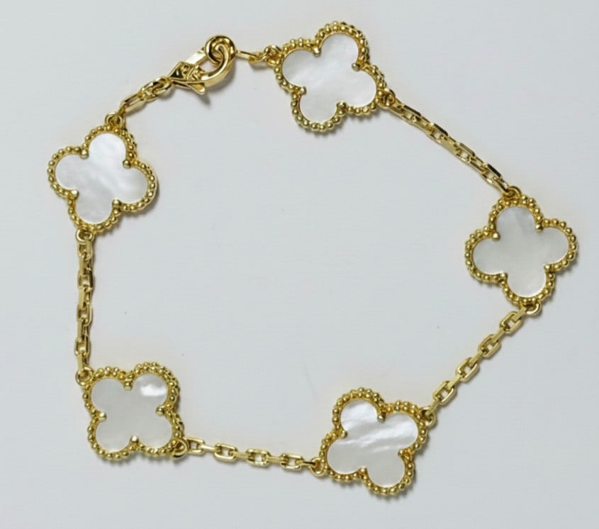 Van Cleef & Arpels 18k Yellow Gold and Mother-of-Pearl Alhambra Bracelet (1 of 5)