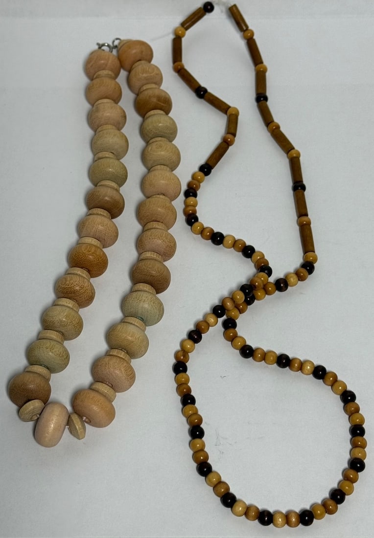 Lot of Two Beaded Wood Necklaces - 3
