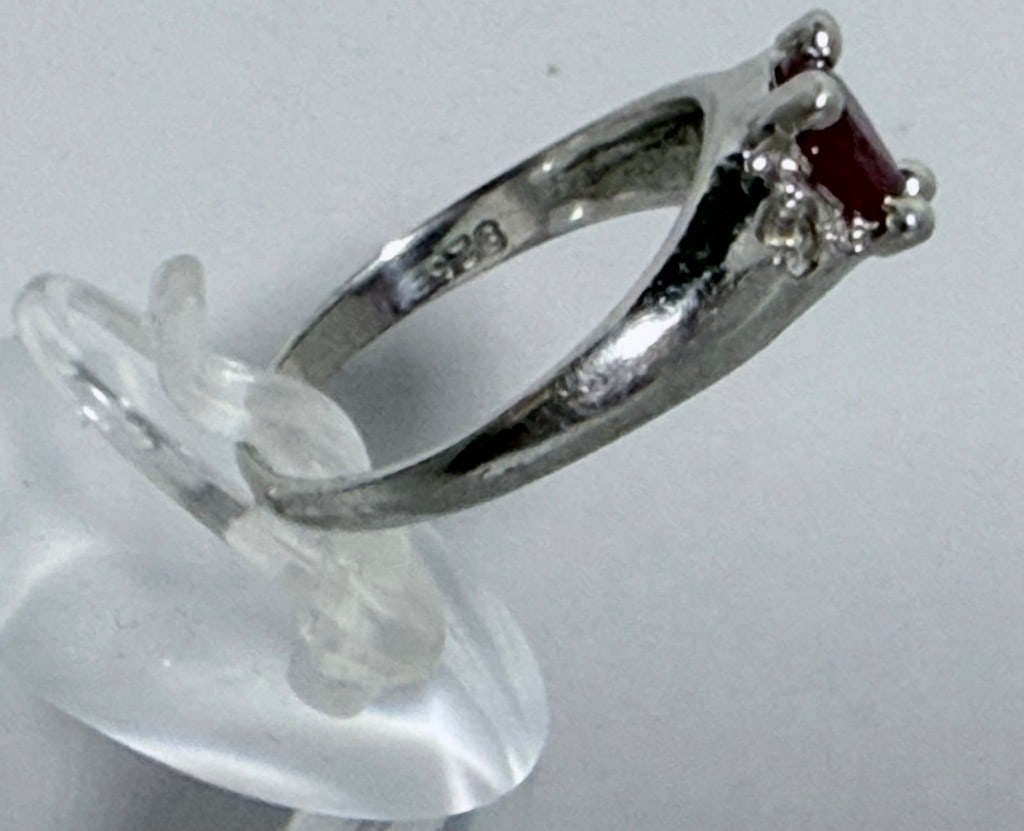 Sebastian Sterling Silver Pear-Cut Ruby and Diamond Accent Ring - 3