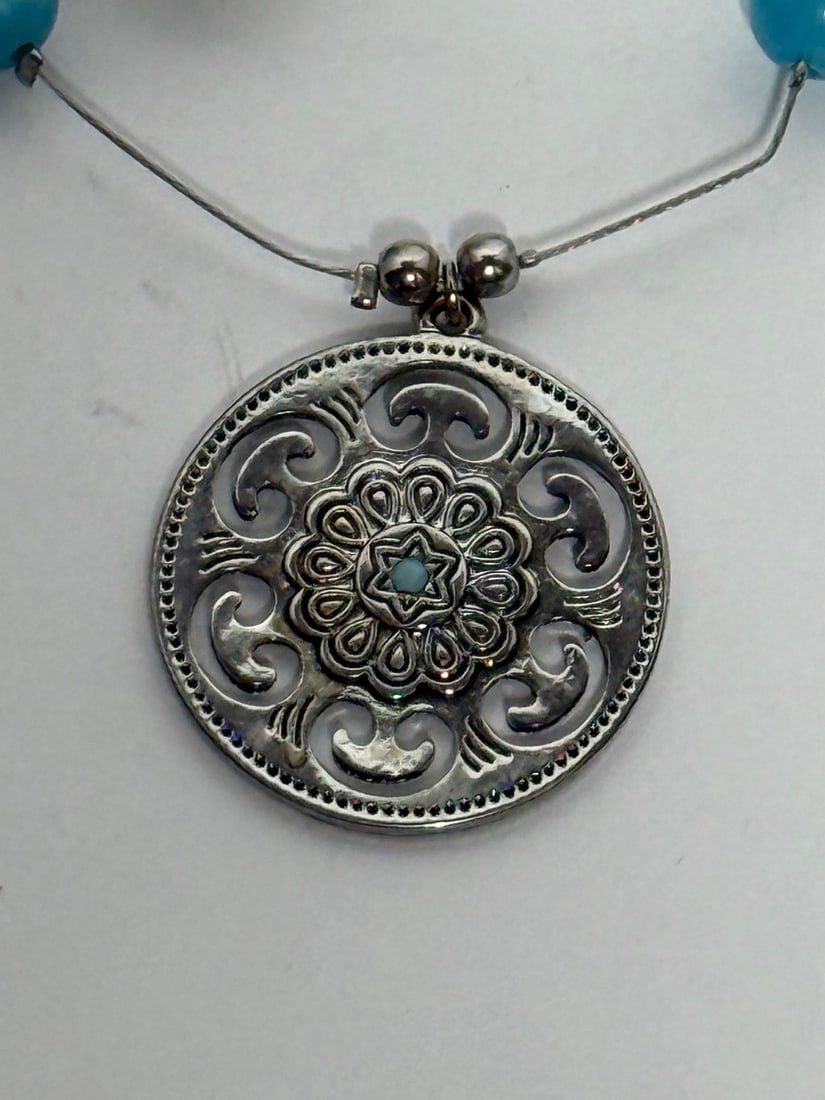 Multi-Strand Beaded Necklace with Filigree Pendant - 3