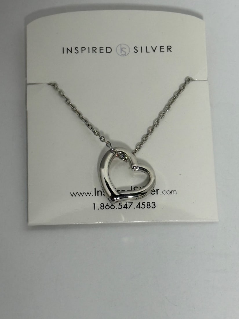 Inspired Silver Open Heart Pendant Necklace - 4