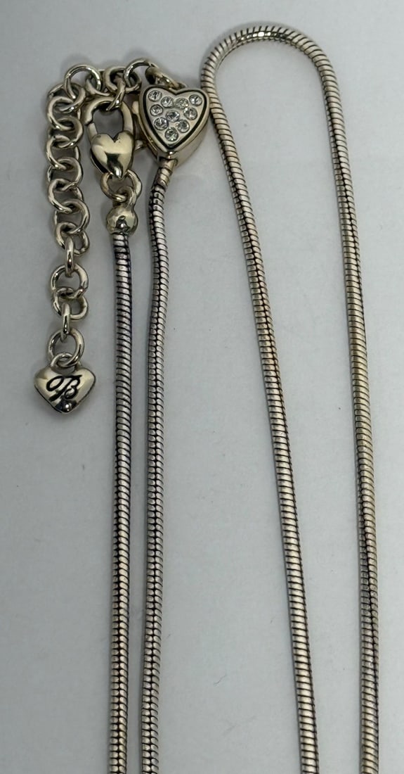 Brighton Silver Tone Crystal Heart Slider Pendant Necklace - 2