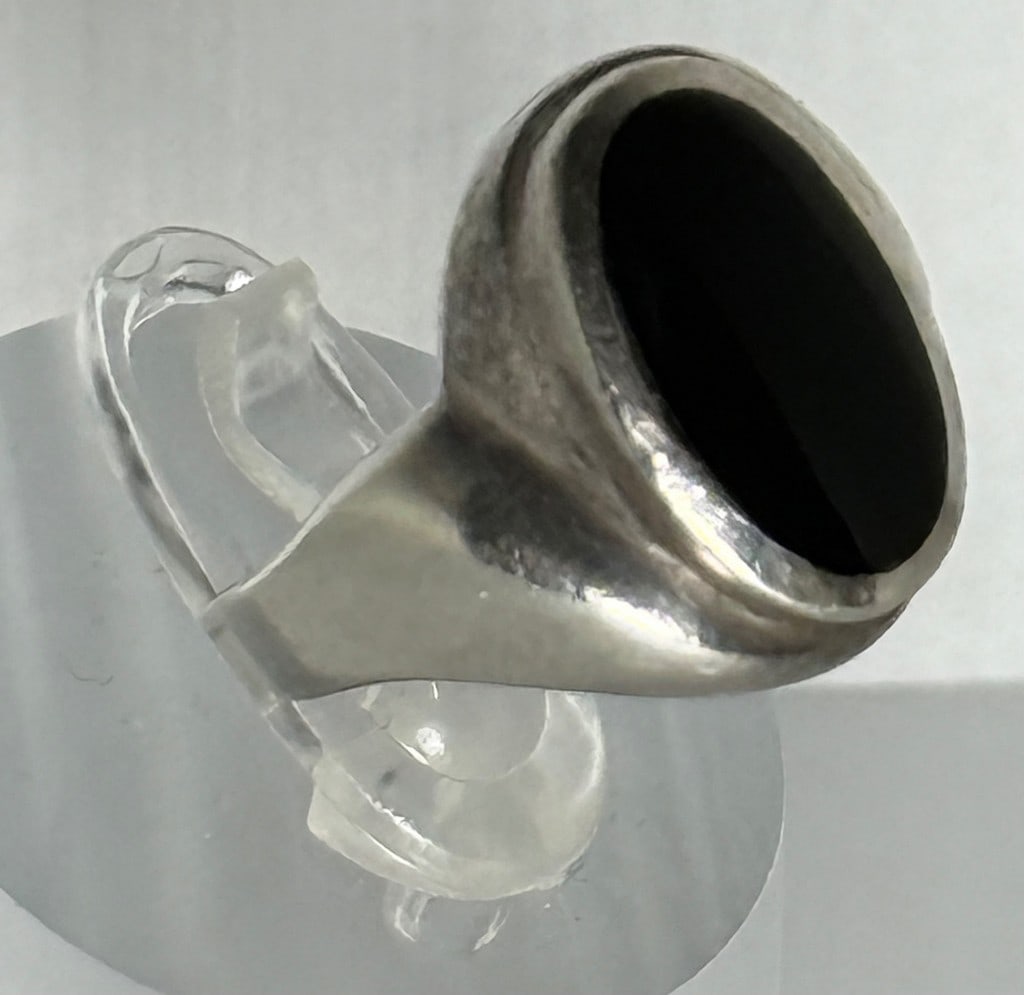 Sterling Silver and Black Onyx Cabochon Ring - 2