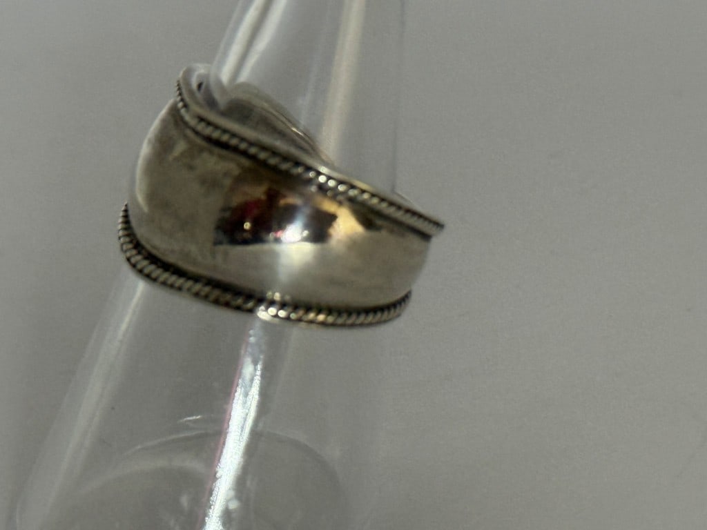 Sterling Silver Woven Rope Design Concave Band Ring, Marked .925NF Thailand - 3