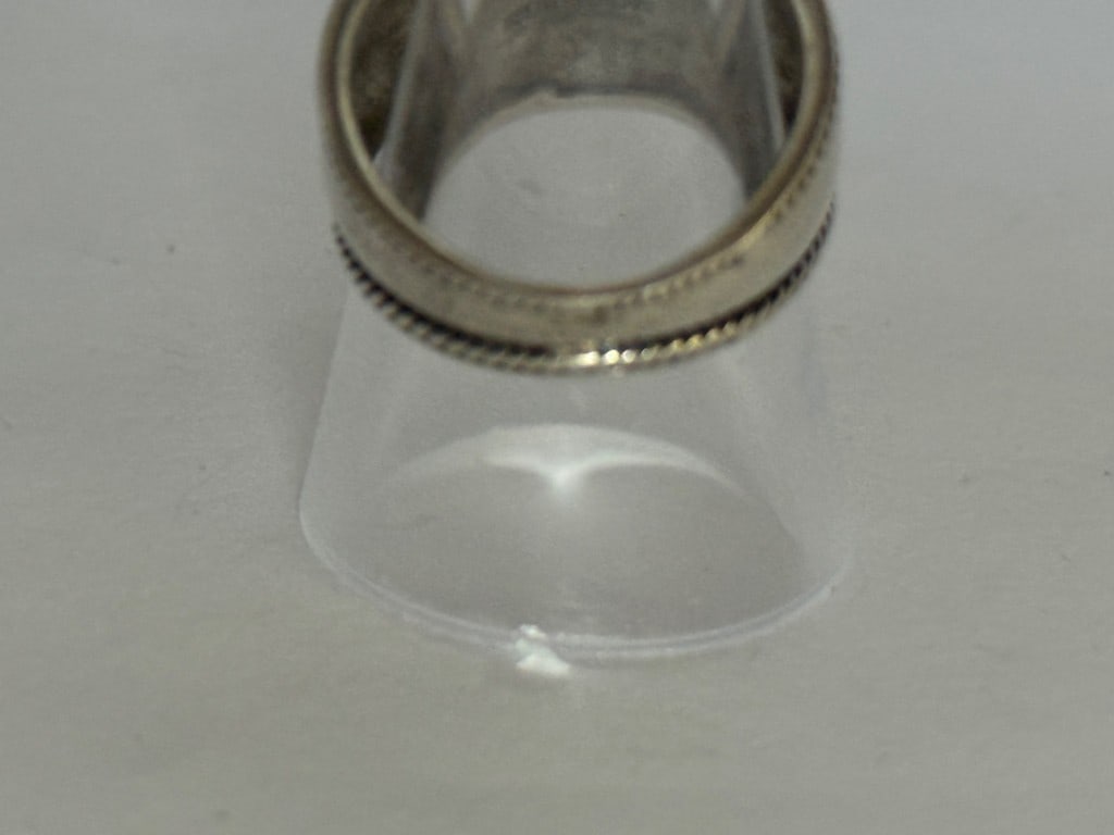 Sterling Silver Woven Rope Design Concave Band Ring, Marked .925NF Thailand - 4