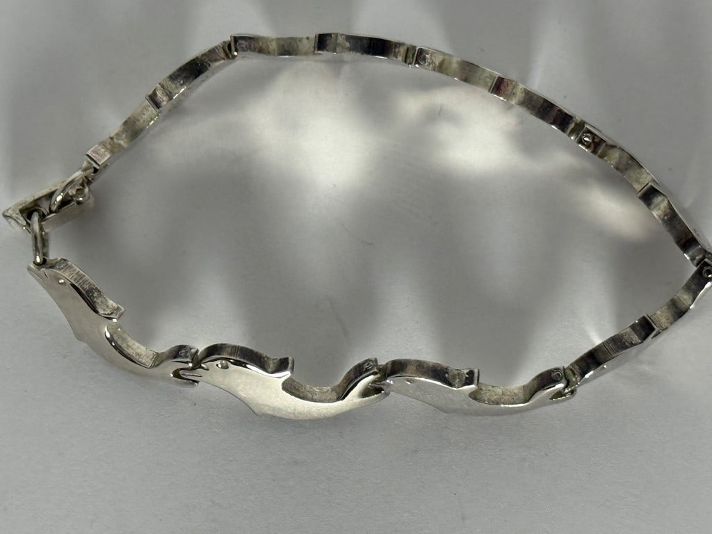 Sterling Silver Dolphin Link Bracelet - 2