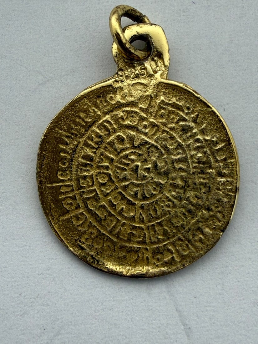Phaistos Disc Inspired Gold-Plated Sterling Silver Pendant - 2