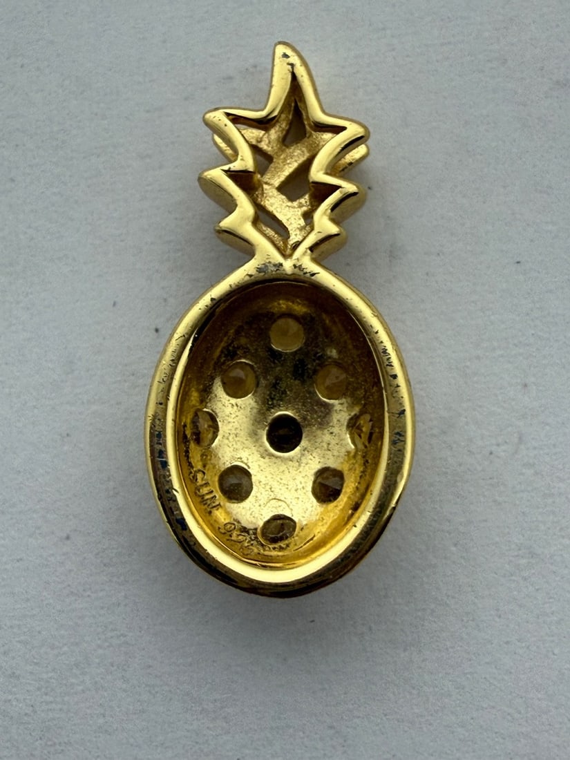 14K Gold and Citrine Pineapple Pendant - 2