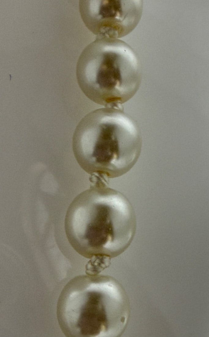 Faux Pearl Beaded Necklace with Gold-Tone Clasp - 2