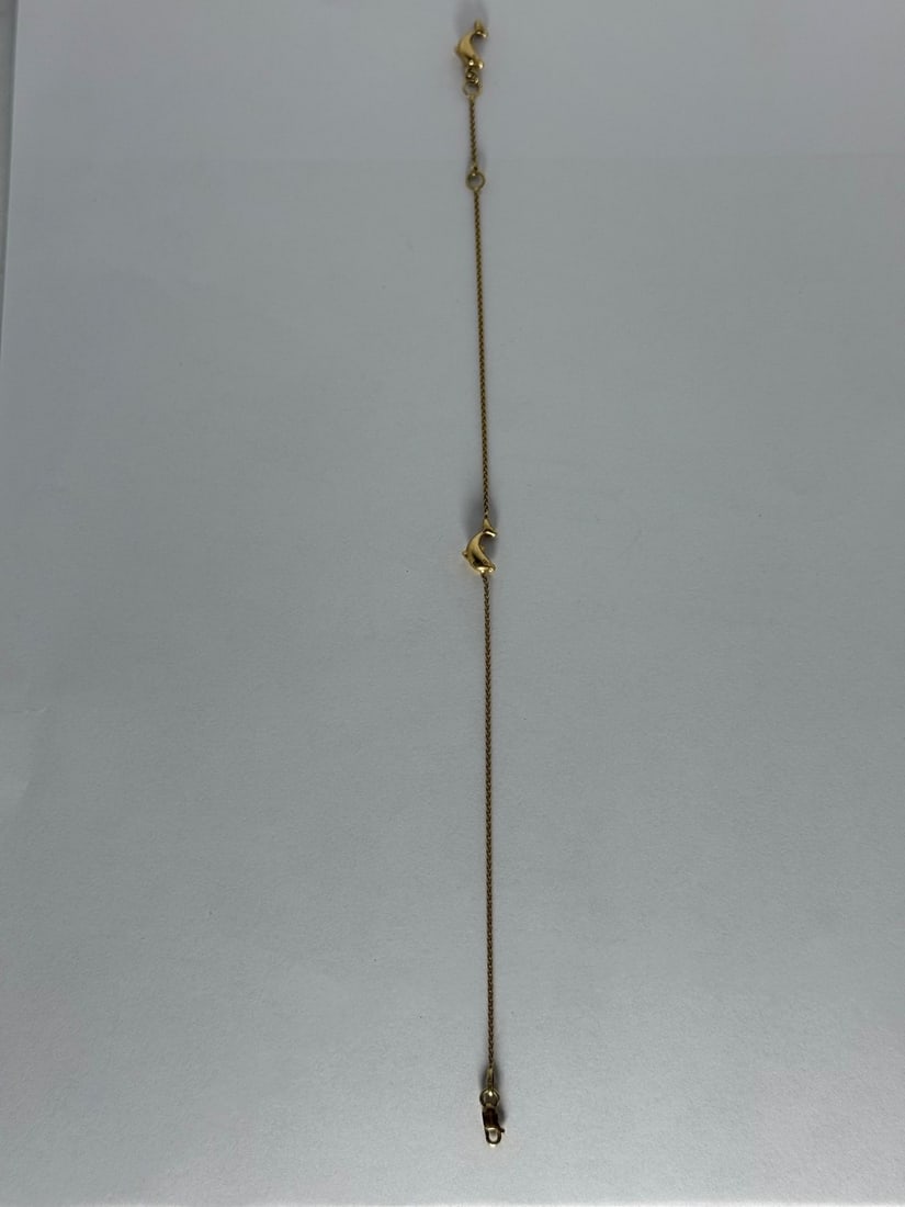 14k Yellow Gold Dolphin Charm Bracelet - 3