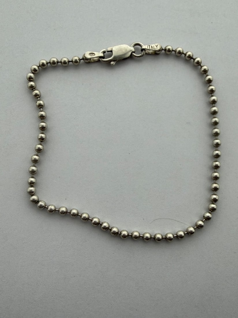 Sterling Silver Ball Chain Bracelet, Made in Italy - 3