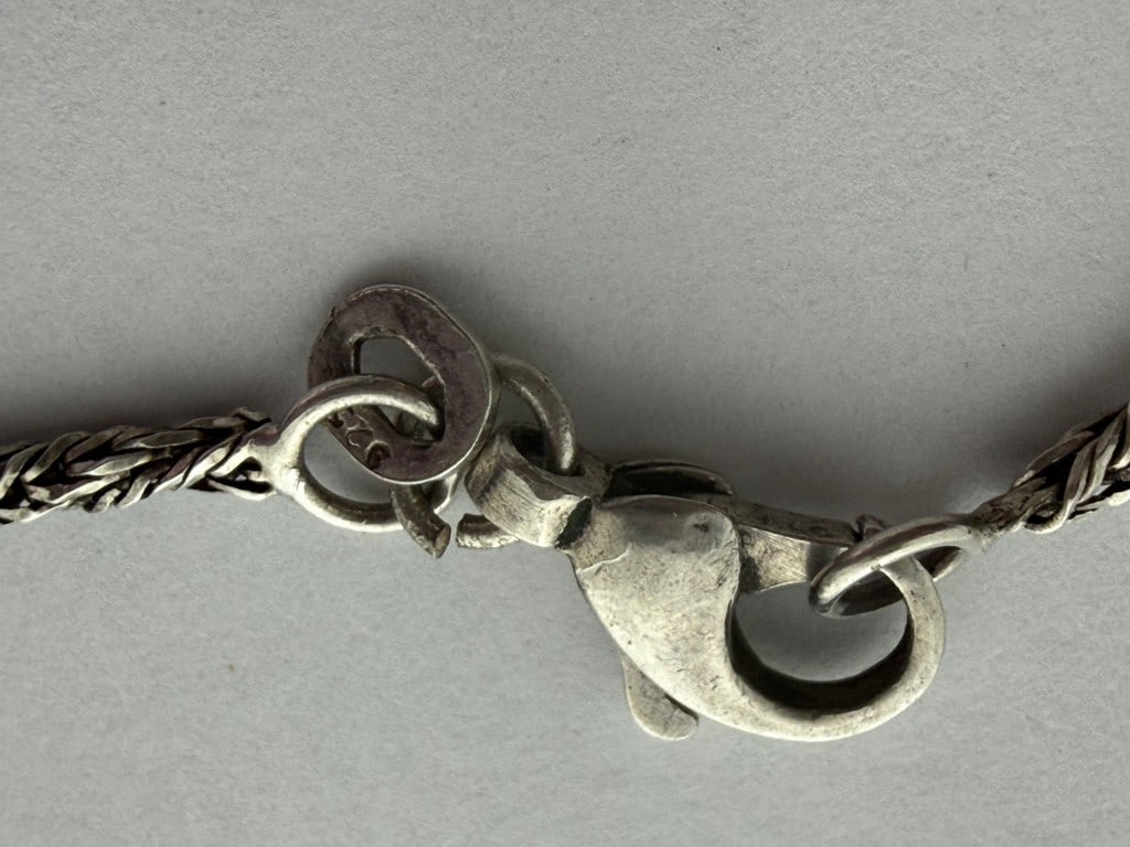 Sterling Silver Rope Chain Necklace with Spherical Pendant - 3