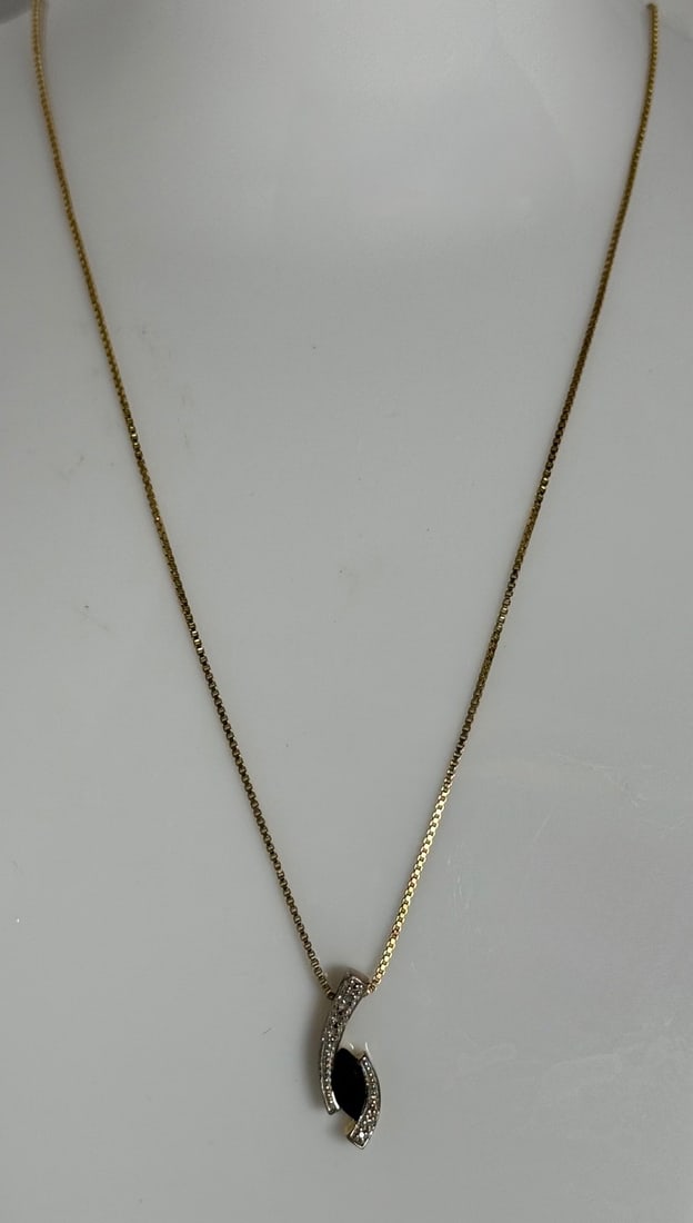 Sterling Silver Gold-Plated Sapphire and Diamond Accent Pendant Necklace - 2