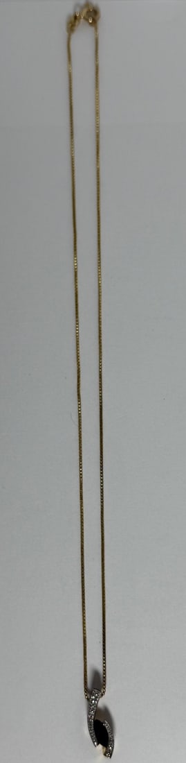 Sterling Silver Gold-Plated Sapphire and Diamond Accent Pendant Necklace - 5
