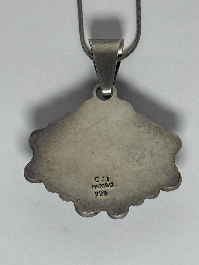 Sterling Silver and Blue Lace Agate Pendant Necklace - 3