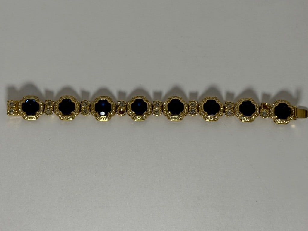 Faux Sapphire and Diamond Gold-Tone Bracelet - 3