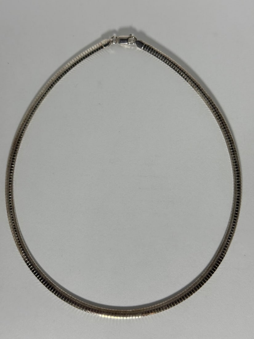 Sterling Silver Italian Omega Chain Necklace - 4