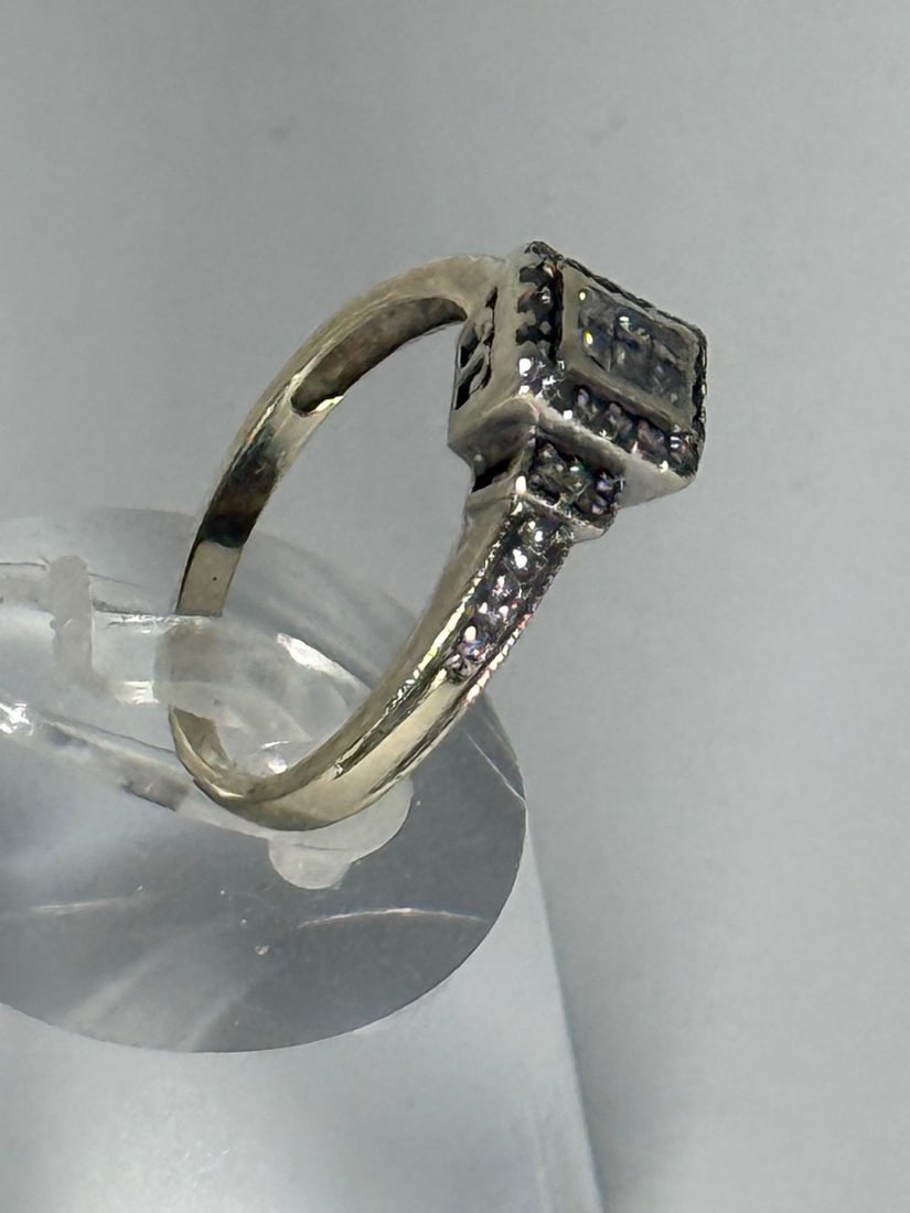 Sterling Silver and Diamond Accent Square Cluster Ring - 2