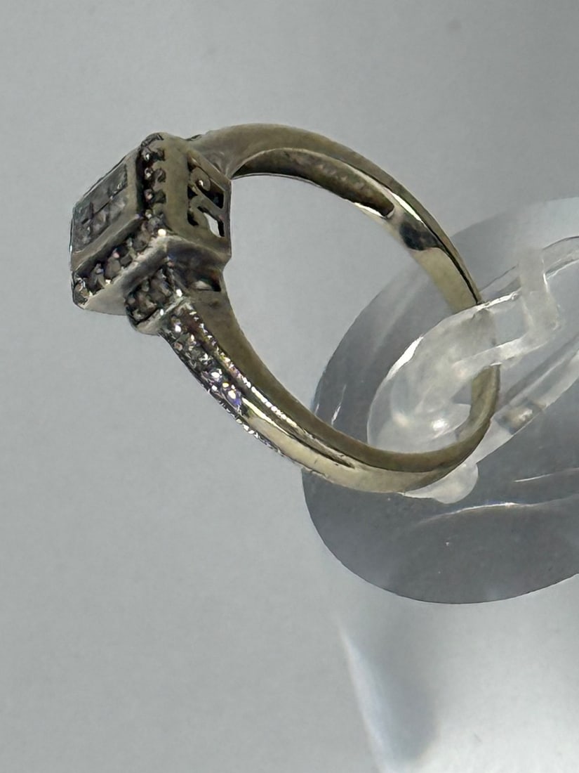 Sterling Silver and Diamond Accent Square Cluster Ring - 3