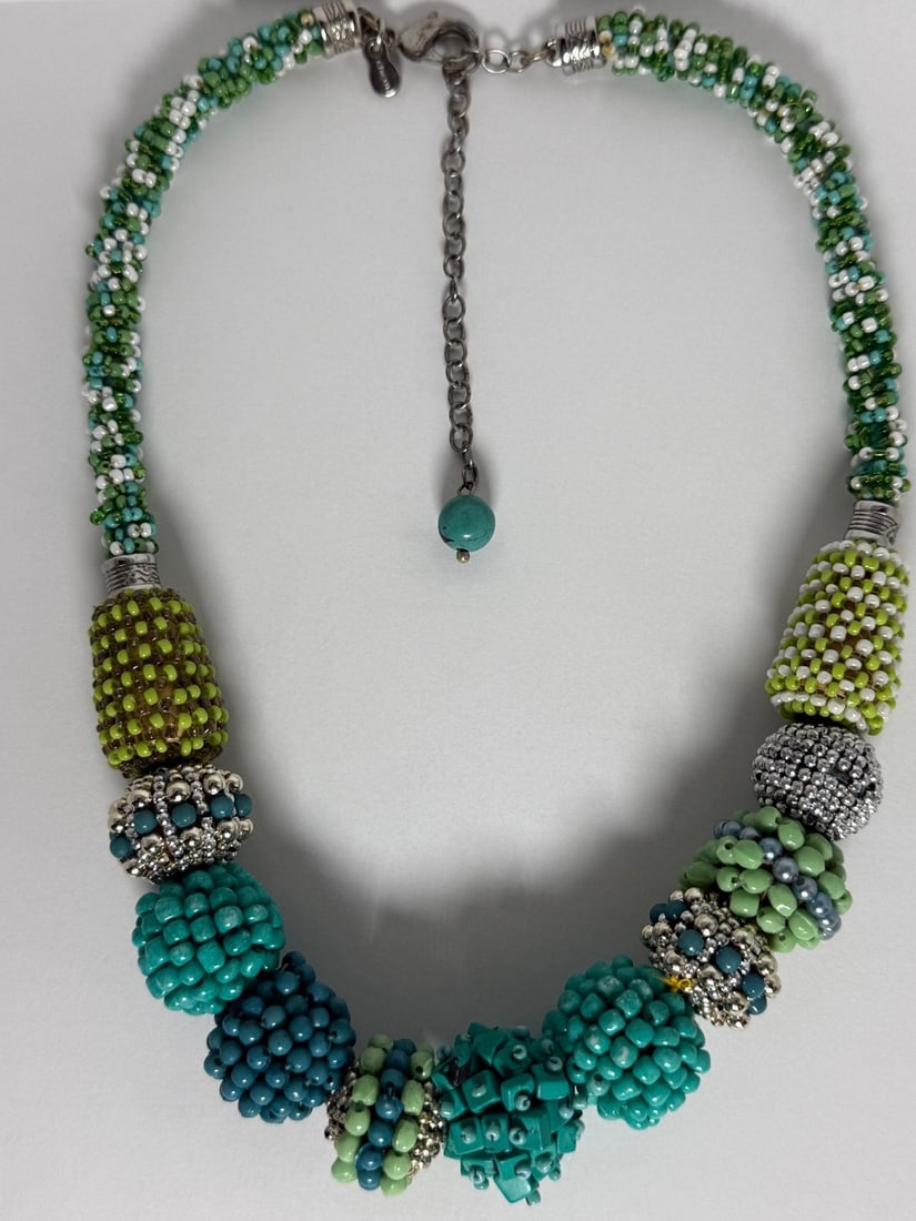 Artisan Seed Bead and Ball Bead Necklace - 2