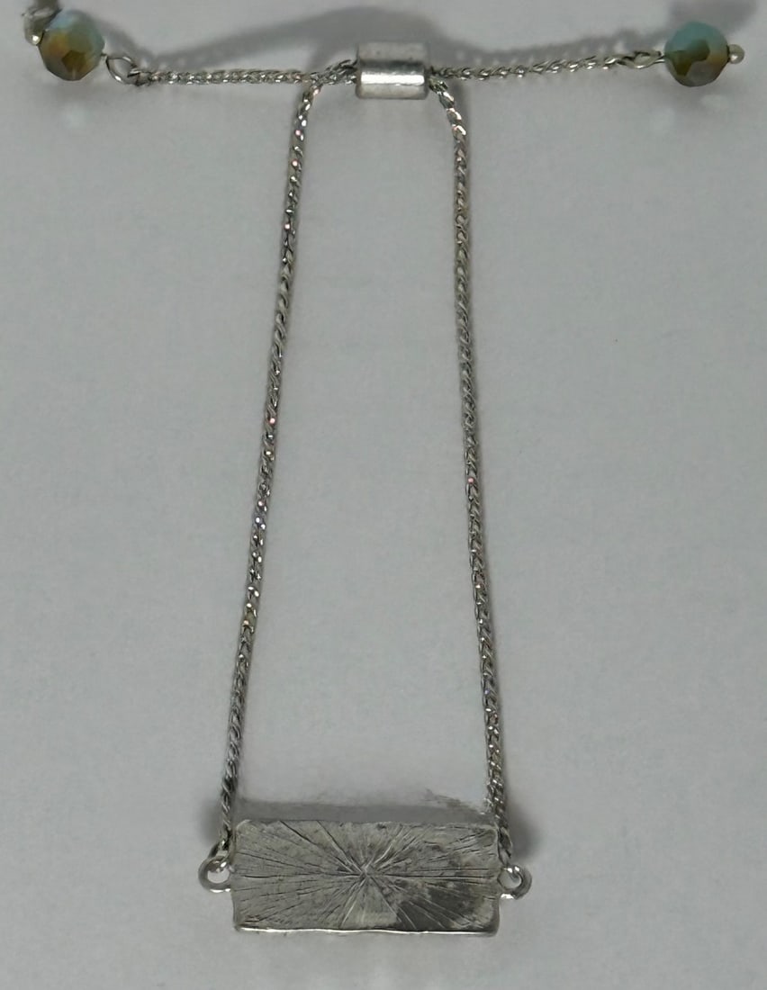 Silver and Faceted Bead Bolo Bracelet - 3