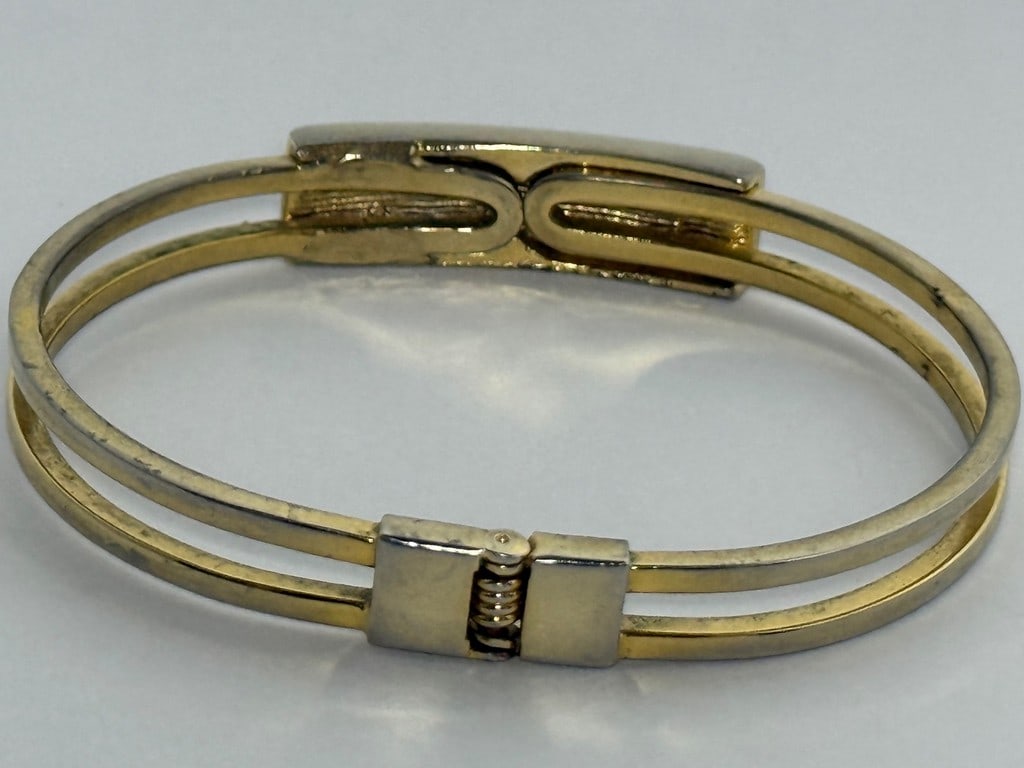 Gold-tone and Pave Crystal Bangle Bracelet - 3