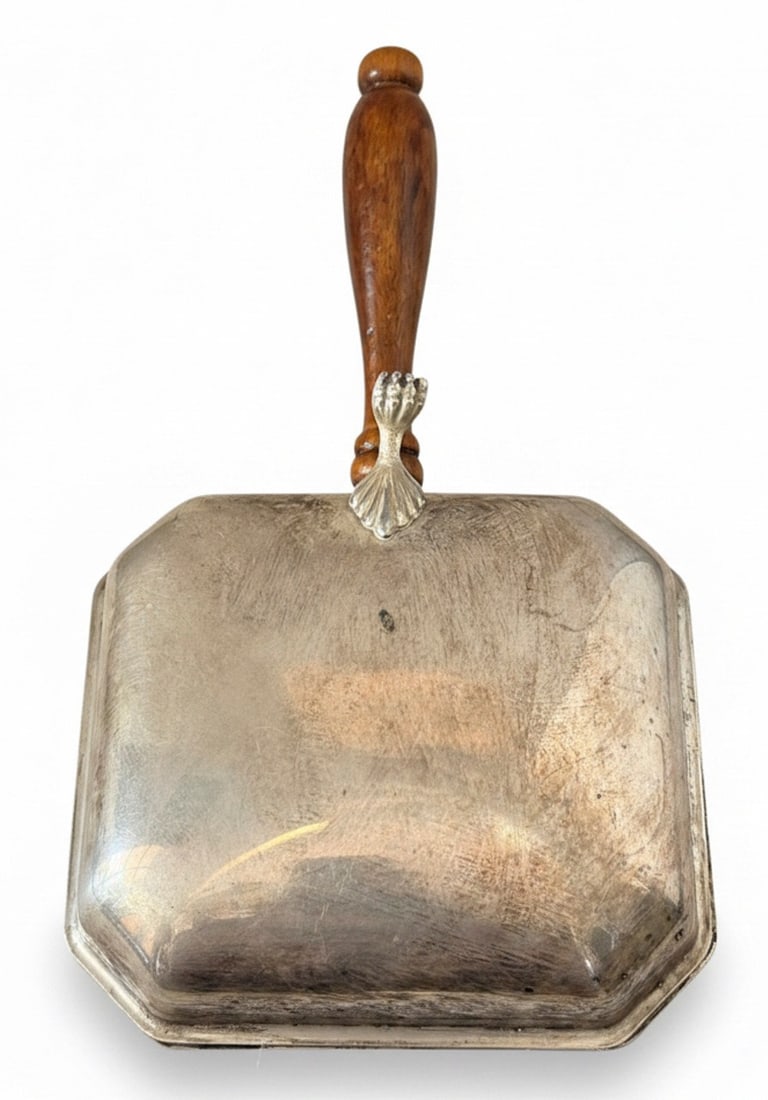 Vintage Sheffield Silver Plate Crumb Catcher with Wood Handle (1 of 4)