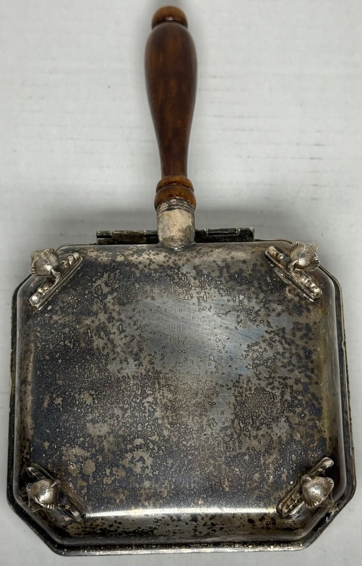 Vintage Sheffield Silver Plate Crumb Catcher with Wood Handle - 3