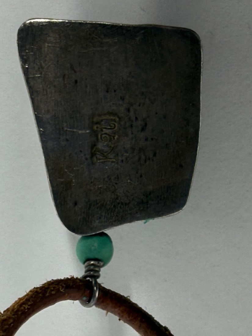 Sterling Silver and Stone Pendant Necklace on Suede Cord - 4