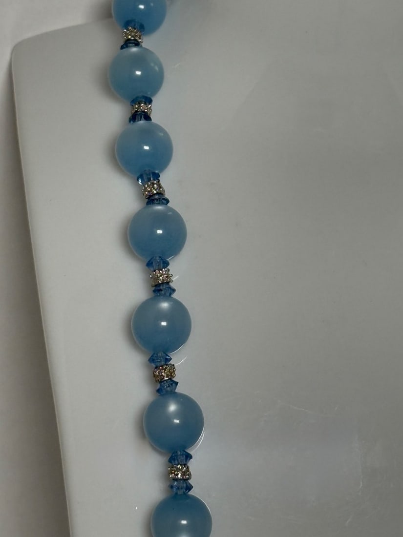 Faux Pearl and Crystal Bead Necklace - 2