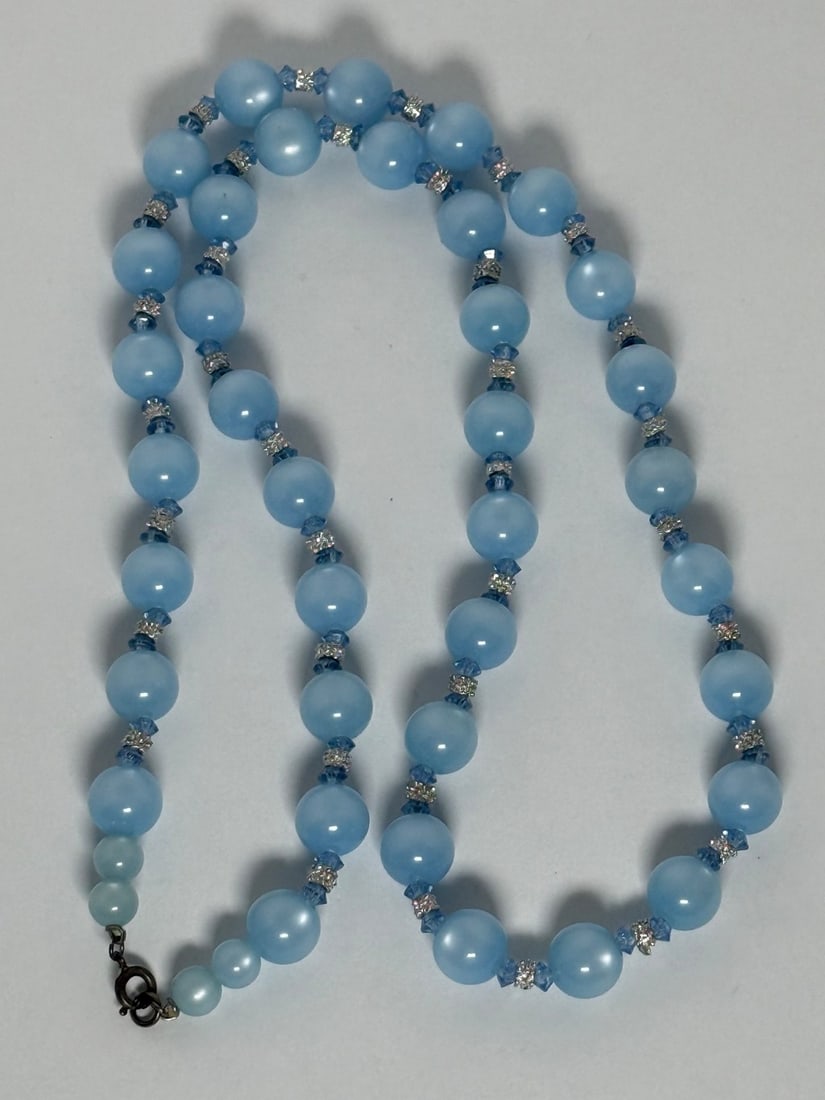 Faux Pearl and Crystal Bead Necklace - 3