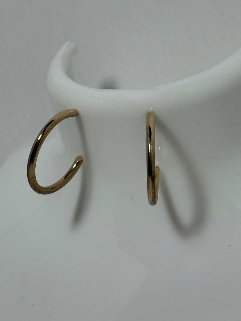 Small Gold Tone Hoop Earrings - 2