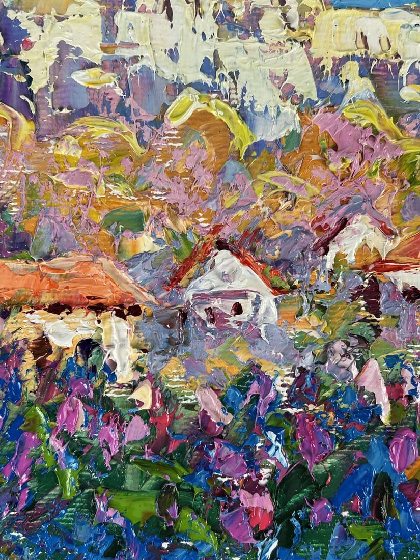 Oil painting Cozy Sunny City under the Blue Sky Oleksiy Ivanyuk - 5