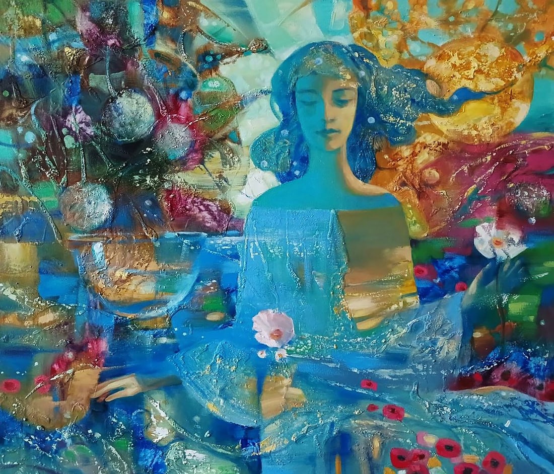 Abstract oil painting Aqua Vita Anatoly Tarabanov: Title: Abstract oil painting Aqua Vita Anatoly Tarabanov Description: NoTar 433 Abstract oil painting Aqua Vita Anatoly Tarabanov is a mesmerizing composition that showcases the artist's exceptional