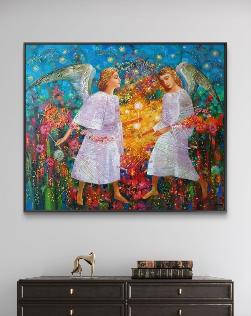 Abstract oil painting Two angels Anatoly Tarabanov - 2