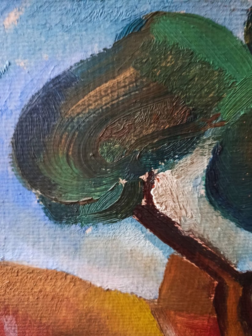 Oil painting Along a summer path in the field Unknown artist - 3