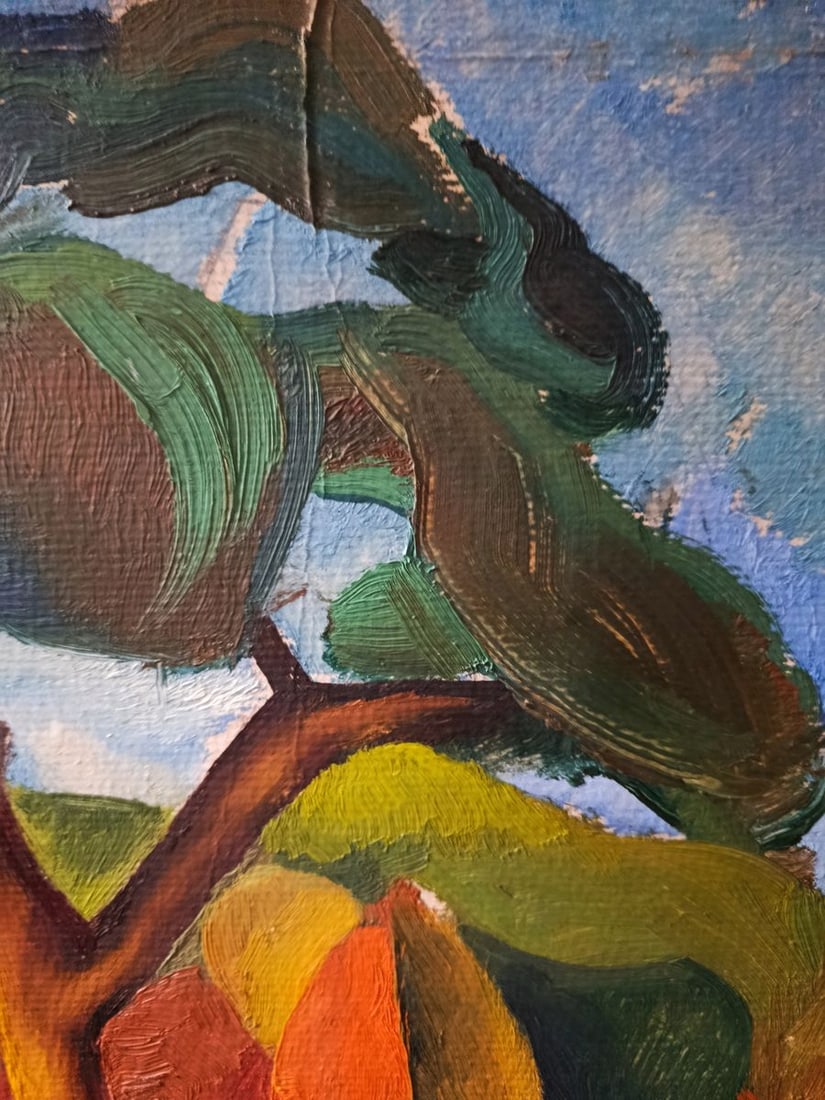 Oil painting Along a summer path in the field Unknown artist - 4