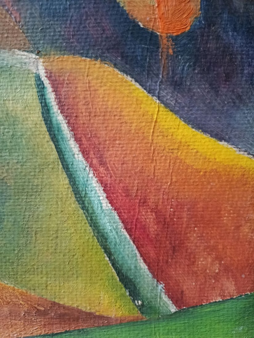 Oil painting Along a summer path in the field Unknown artist - 8
