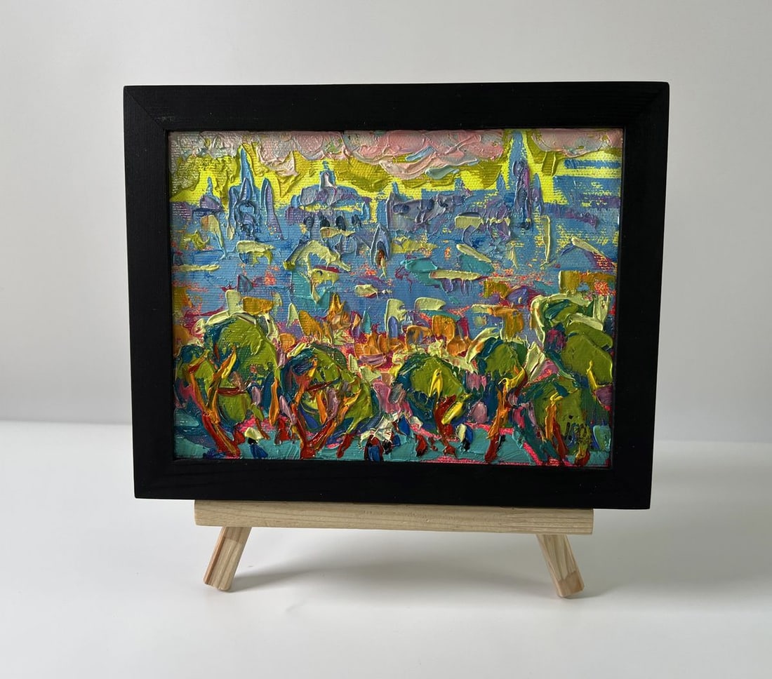 Oil painting Dynamics of the Solar City Oleksiy Ivanyuk: Title: Oil painting Dynamics of the Solar City Oleksiy Ivanyuk Description: NoAAA5782 The Oil painting Canvas titled "Dynamics of the Solar City" radiates with extraordinary vibrancy and kinetic energ