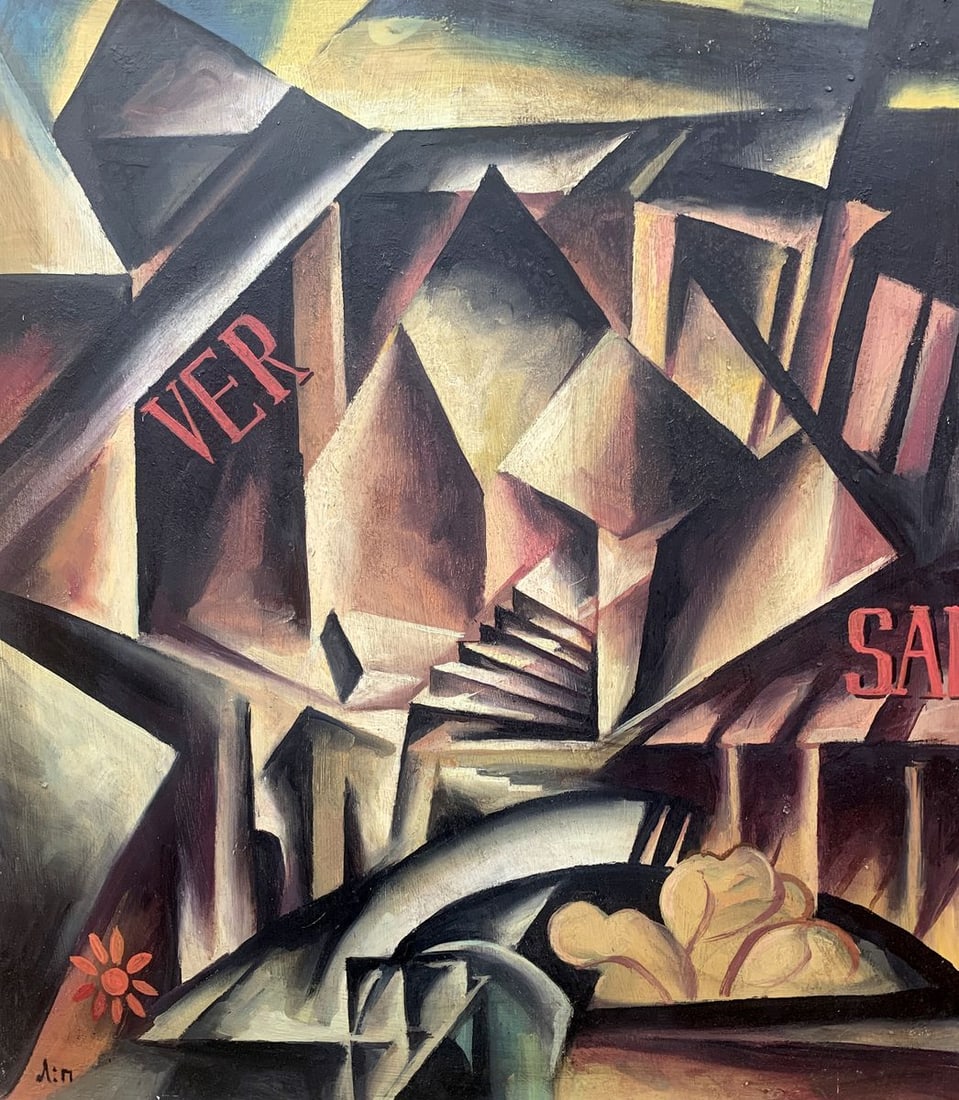Abstract oil painting Labyrinth (based on Lyubov Popova) V. Konotopsky: Title: Abstract oil painting Labyrinth (based on Lyubov Popova) V. Konotopsky Description: No1663 In "Labyrinth," Ukrainian artist Viktor Konotopsky draws inspiration from Lyubov Popova's dynamic spat