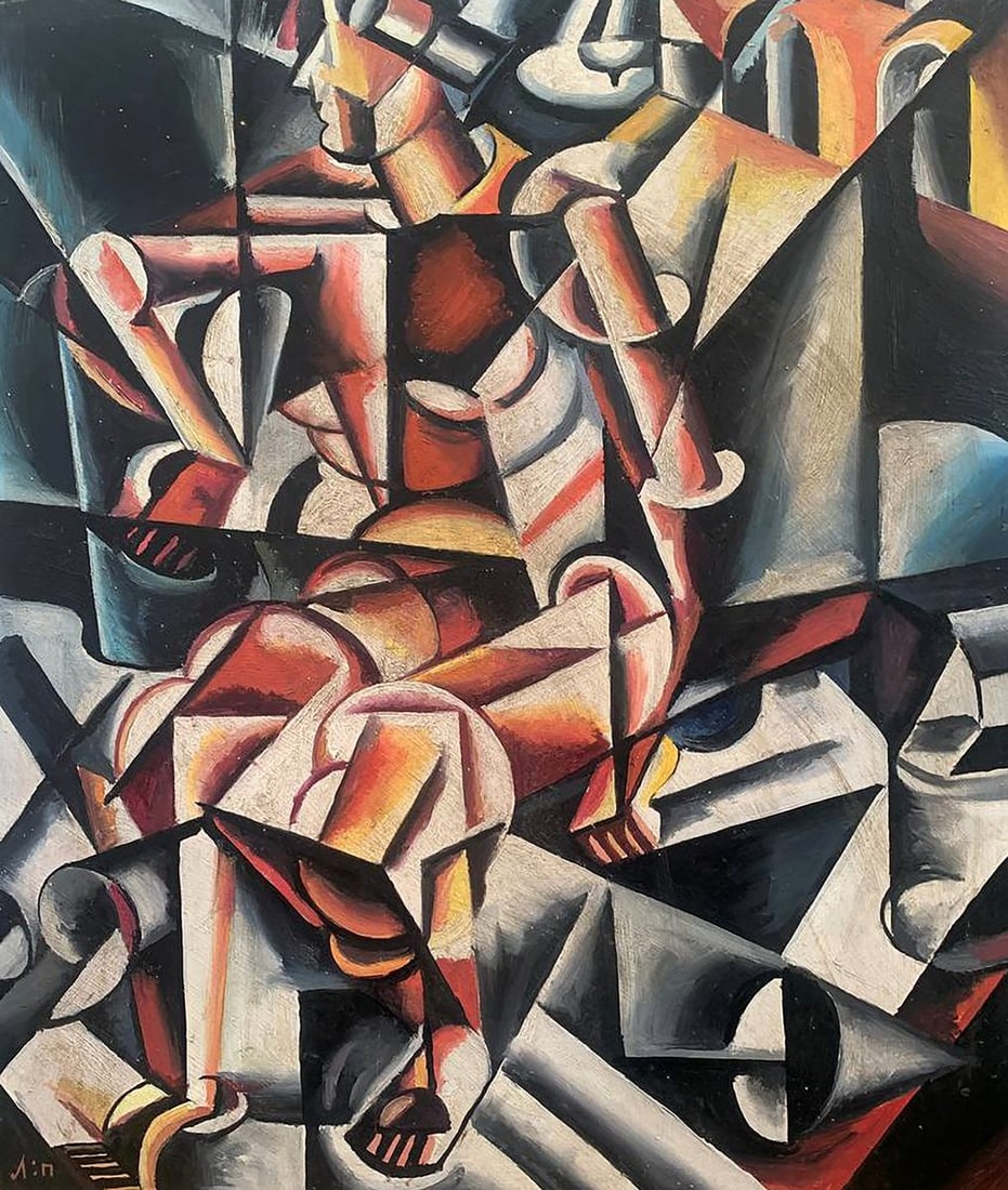 Abstract oil painting A look into the future (based on Lyubov Popova) V. Konotopsky: Title: Abstract oil painting A look into the future (based on Lyubov Popova) V. Konotopsky Description: No1669 In "A Look into the Future," Ukrainian artist Viktor Konotopsky, inspired by Lyubov Popov