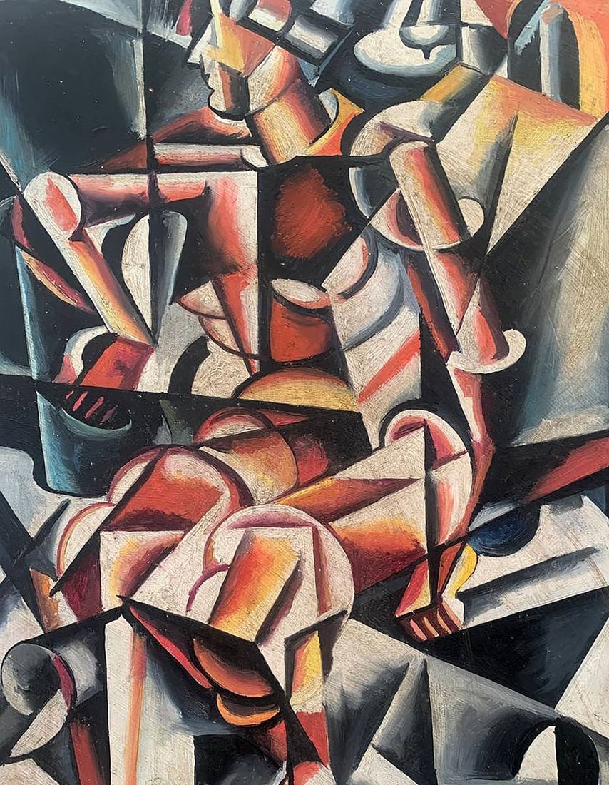Abstract oil painting A look into the future (based on Lyubov Popova) V. Konotopsky - 2