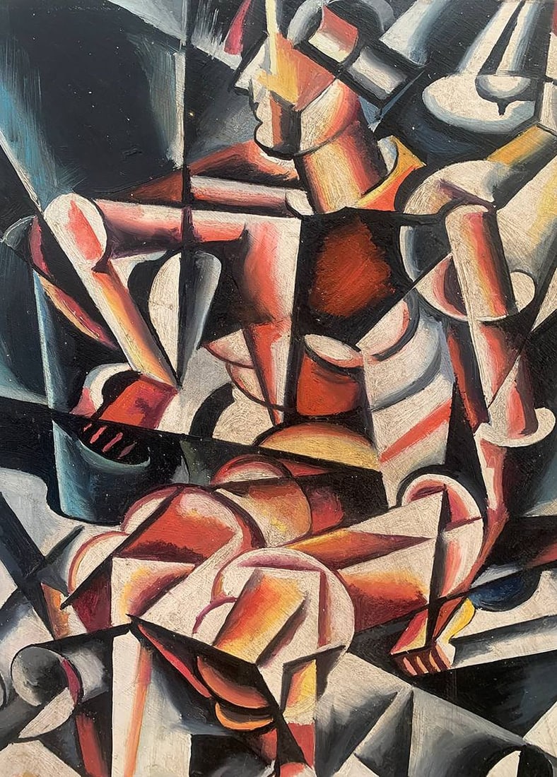 Abstract oil painting A look into the future (based on Lyubov Popova) V. Konotopsky - 5
