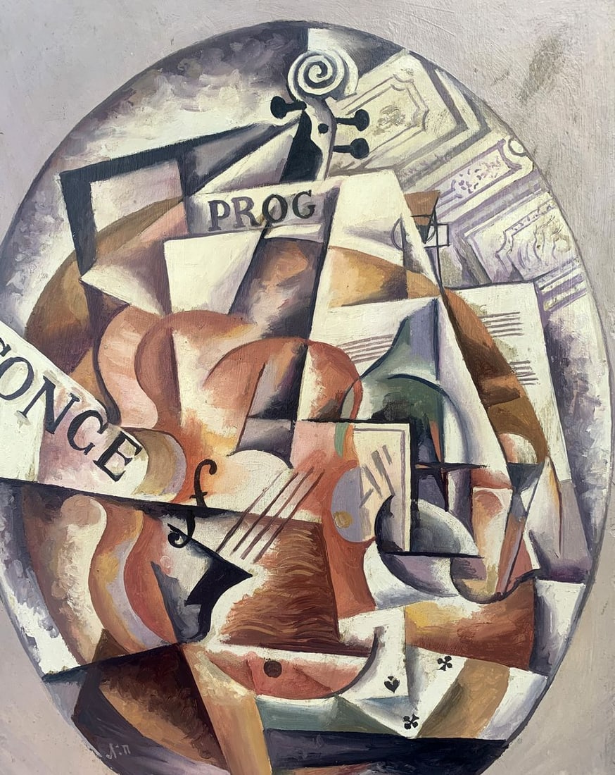 Abstract oil painting Music life (based on Lyubov Popova) V. Konotopsky - 2