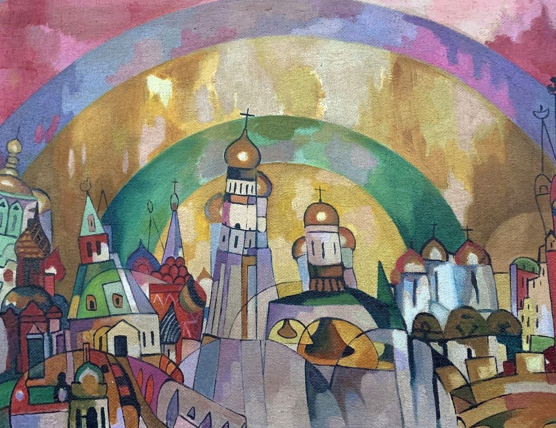 Abstract oil painting Country life (based on Mikhail Larionov) V. Konotopsky (1 of 10)