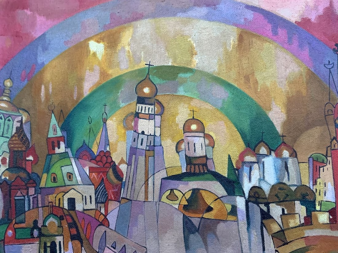 Abstract oil painting Country life (based on Mikhail Larionov) V. Konotopsky - 2