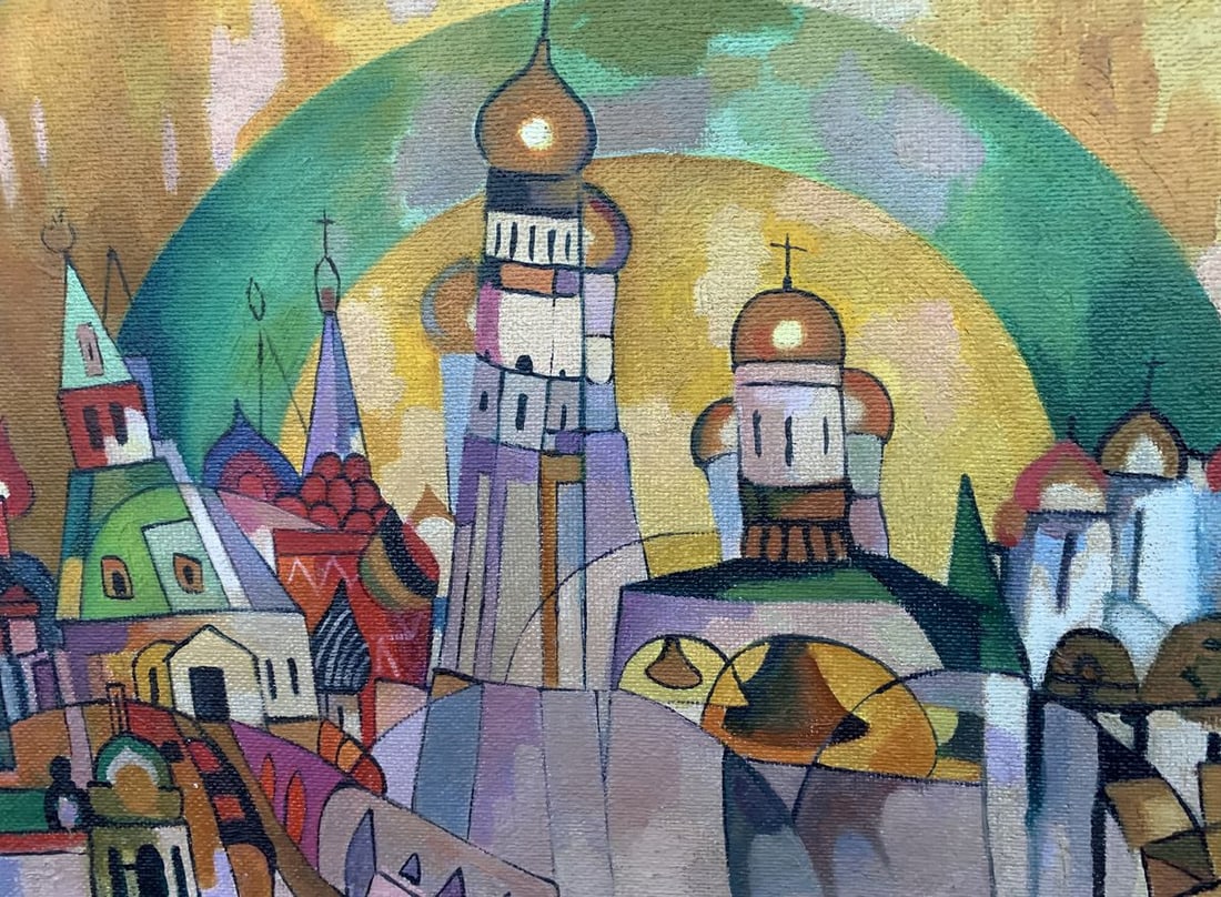 Abstract oil painting Country life (based on Mikhail Larionov) V. Konotopsky - 3